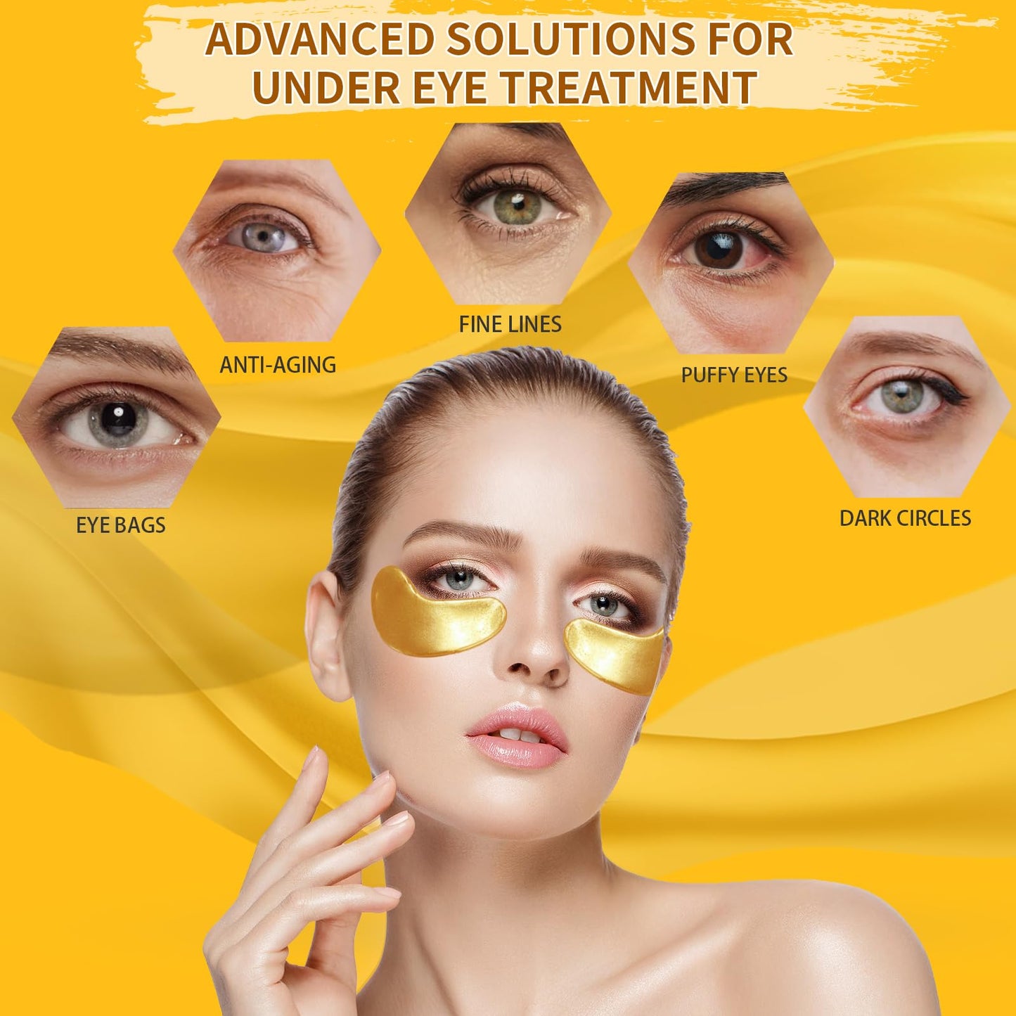 Under Eye Patches For Puffy Eyes 30Pairs, 24K Gold Eye Mask For Dark Circles and Puffiness, Under Eye Mask Patches Skincare, Eye Gel Pads, Eye Patches For Wrinkles, Puffy Eyes Bags Treatment Women Men