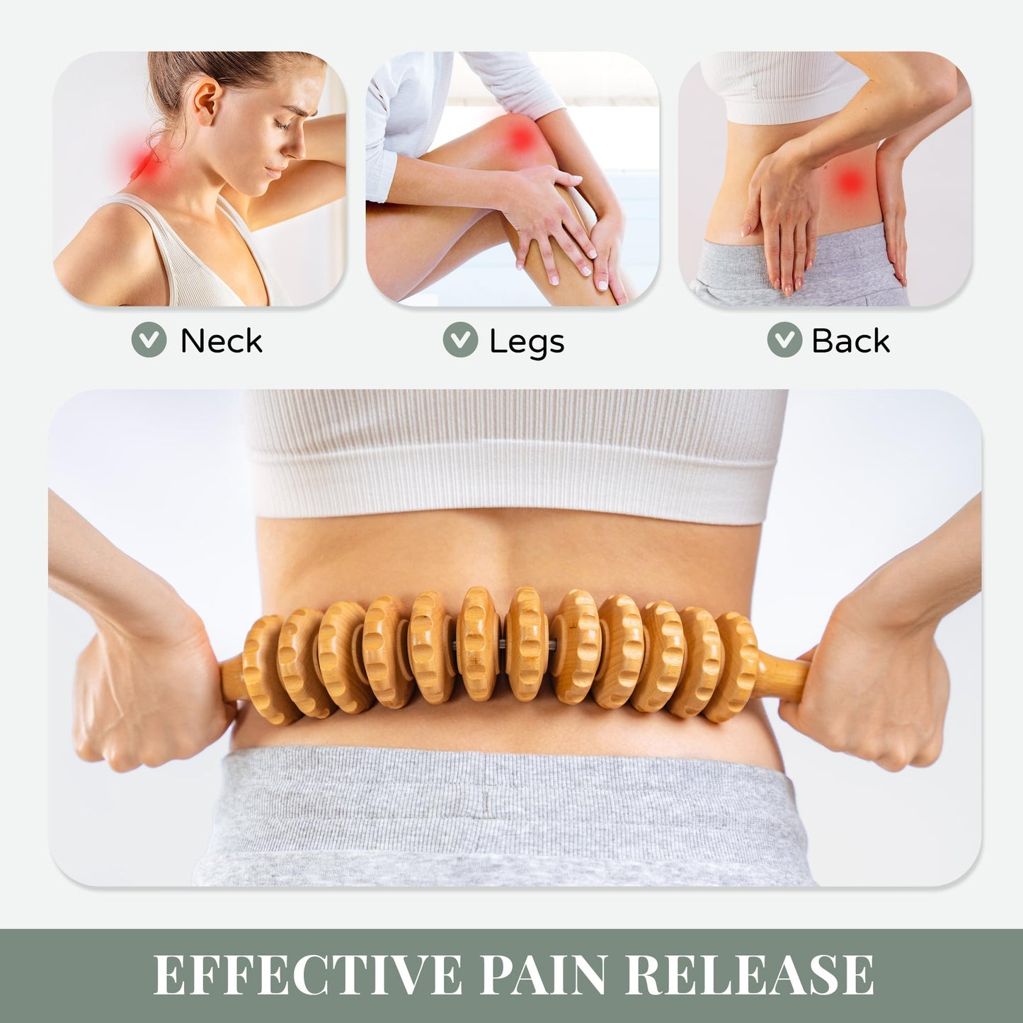 4 PCS Wood Therapy Massage Tools Set for Comfort, Body Sculpting, Lymphatic Drainage, and Muscle Pain Relief