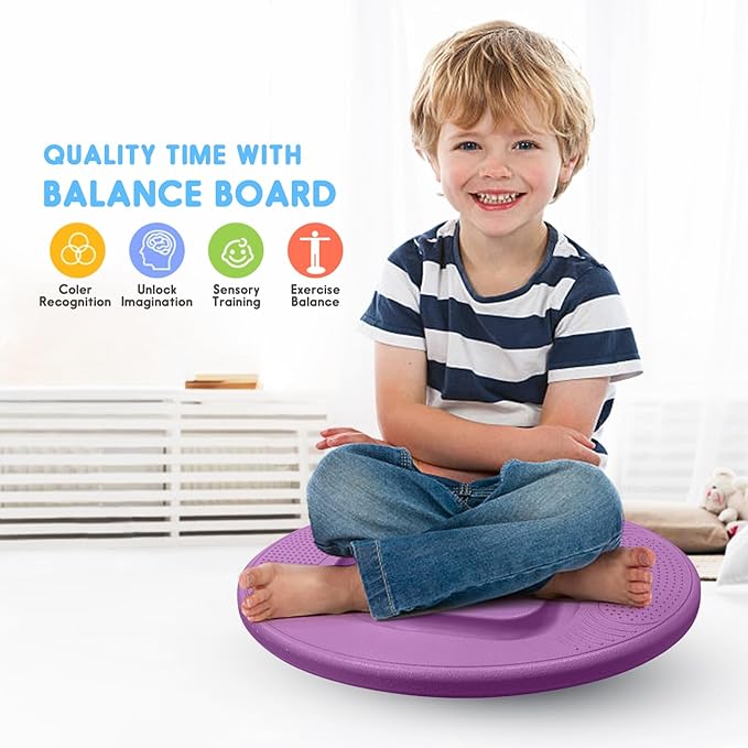 Kids Maze Balance Board - Wobble Trainer for Ski Surf Snowboard, Non-Slip Sensory Rocker Ages 3-12, Core Therapy & Skate Prep