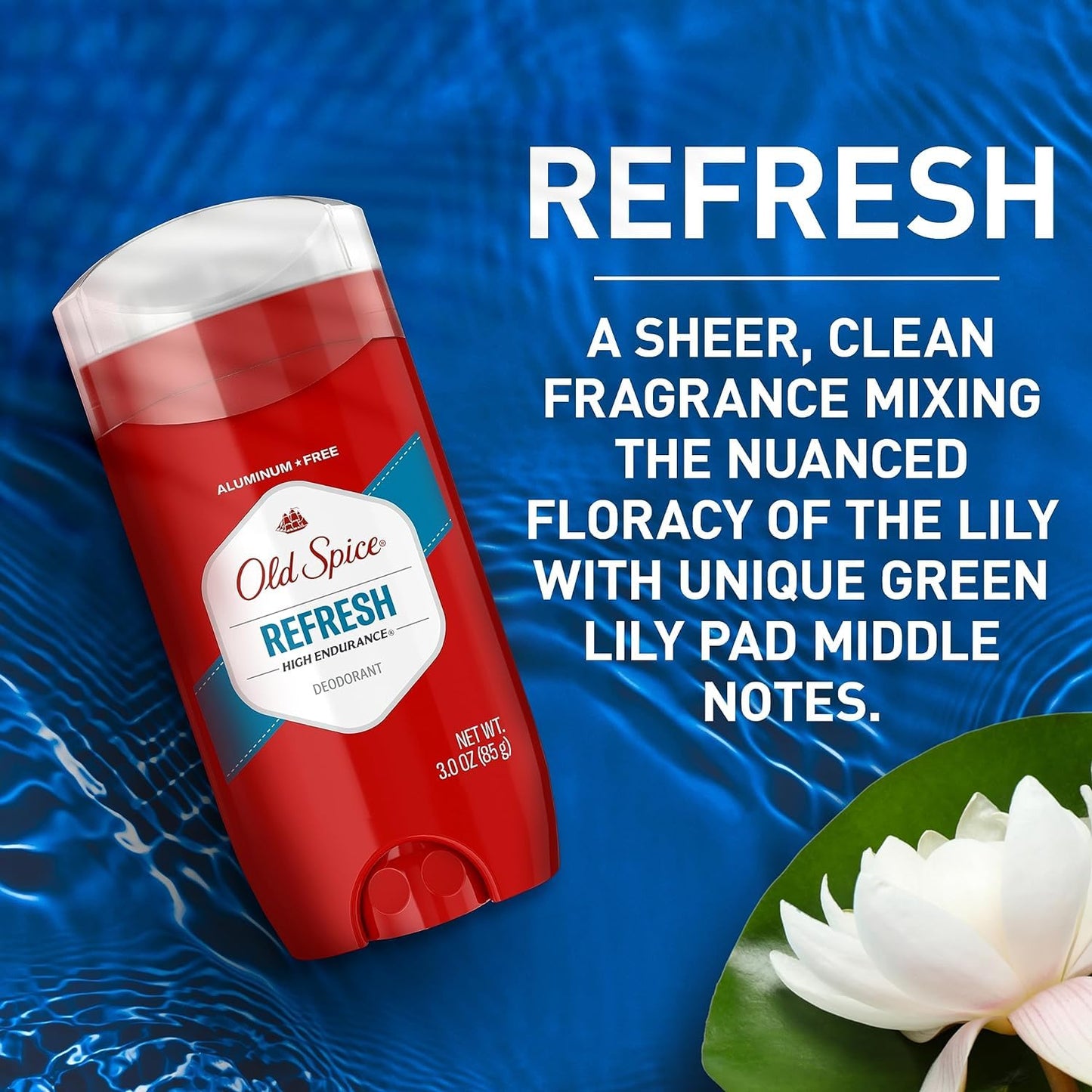 Old Spice Aluminum Free Deodorant For Men, High Endurance, 24/7 Sweat Defense & Odor Protection, 24/7 Freshness & Lasting Scent, Refresh Scent, 3.0 oz (Pack of 3)