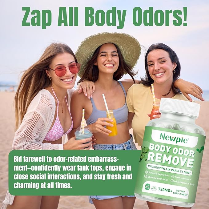 Body Deodorizing Supplement, Chlorophyll Capsules for Skin Body Odor, Fresh Breath & Gut Odor Control for Men & Women | Vegan with Parsley Leaf Green Tea, Gluten Free, 60 Capsules (2)