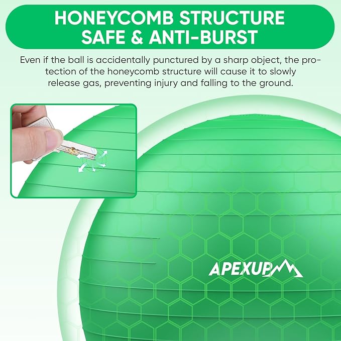 APEXUP Yoga Ball Exercise Ball Anti Slip Heavy Duty for Fitness, Balance & Core Workout