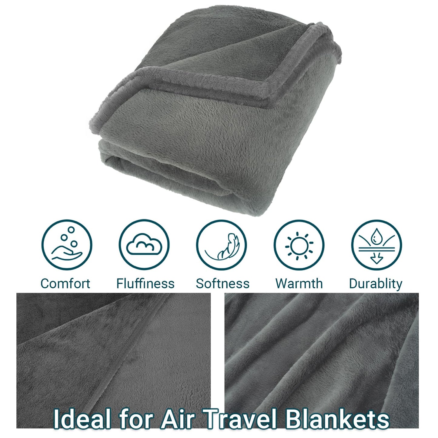 CLEXION Travel Blanket & Pillow Set, 300 GSM Soft Fleece, 60x43 Inches, 3-in-1 Airplane Blanket, Travel Pillow and Blanket Set, Travel Blanket Airplane Compact with Bag, Travel Essentials, Grey