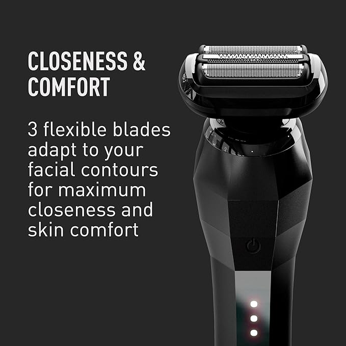 Bevel Electric Shaver for Men, Electric Foil Shaver, Wet and Dry Electric Razor, Waterproof, Fast Charging, Cordless Rechargeable, Black