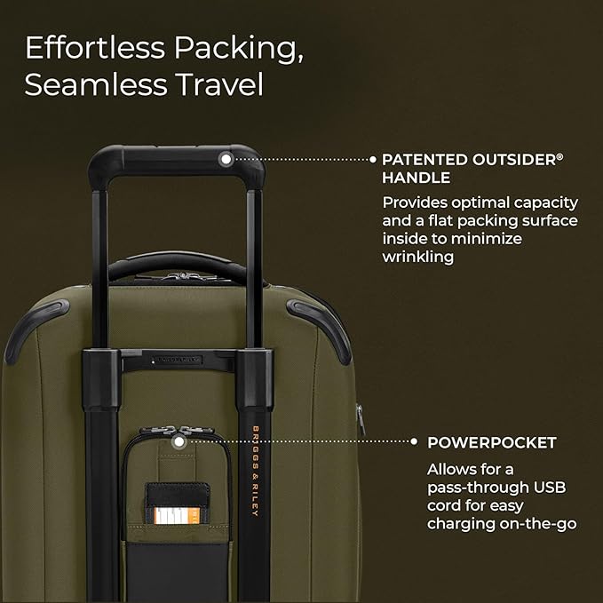 Briggs & Riley Domestic 22" Carry On Expandable Spinner - Luggage for Travel, Suitcases with Wheels, Softside Rolling Bag for Men & Women - ZDX Collection, Hunter