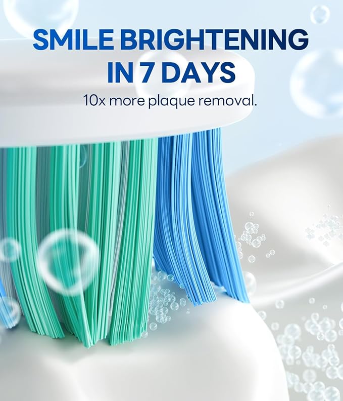 Bymore 8 Replacement Heads Electric Toothbrush for Kids, Ultra Clean Rechargeable Sonic Toothbrush Portable - Sky Blue