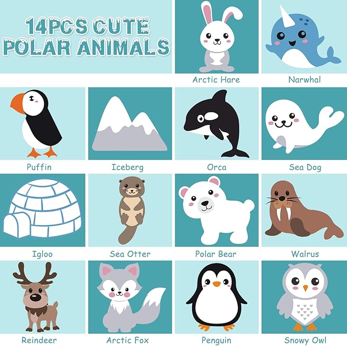 CiyvoLyeen Polar Animals Sewing Kit for Kids Make Your Own Winter Polar Animals Felt Plush Craft Kit Includes 14 Creative Projects to Sewing Beginners Fun DIY Educational Gift for Boys and Girls