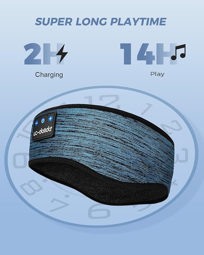 LC-dolida Boho Sleep Headphones Headband, Over Ear Bluetooth Headphones Wireless Womens Headbands, Wireless Earphones Sweat Resistant Band Music Sleeping Eye Mask Earbuds for Sports Unique Gifts