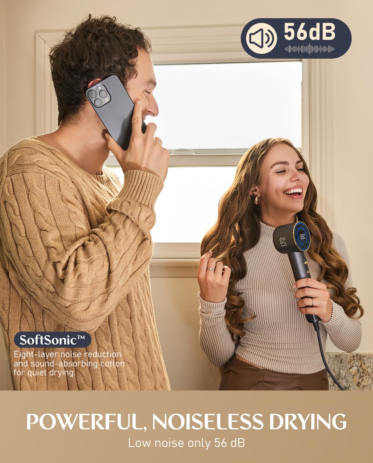 Fanttik Solo SonicDry H10 APEX 80% Faster Drying with 110,000 RPM Brushless Motor Hair Dryer, 56dB Low-Noise, 0.74lb Ultra-Light Blow Dryer, Ionic Tech for Travel, Home, Salon - Grey