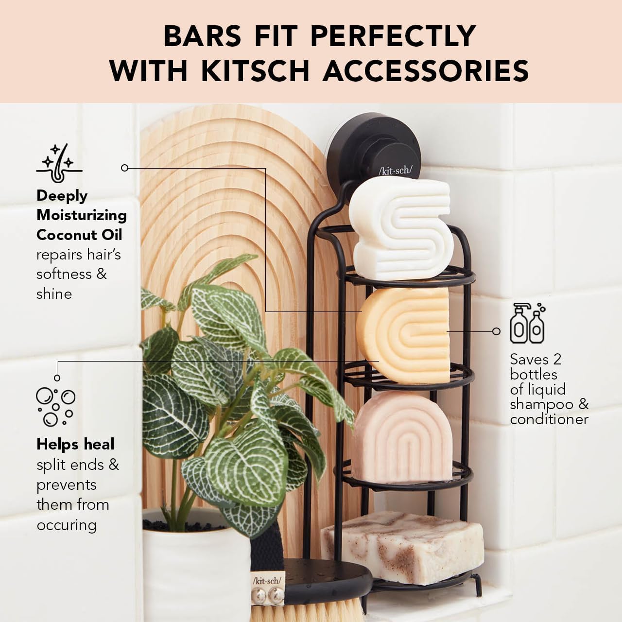 Kitsch Tea Tree Shampoo & Coconut Oil Conditioner Bar – Shampoo and Conditioner Set - Clarifying Bar Soap for Greasy Hair & Deep Moisturizing - Paraben, Silicone & Sulfate Free - Made in USA - 2 Pack