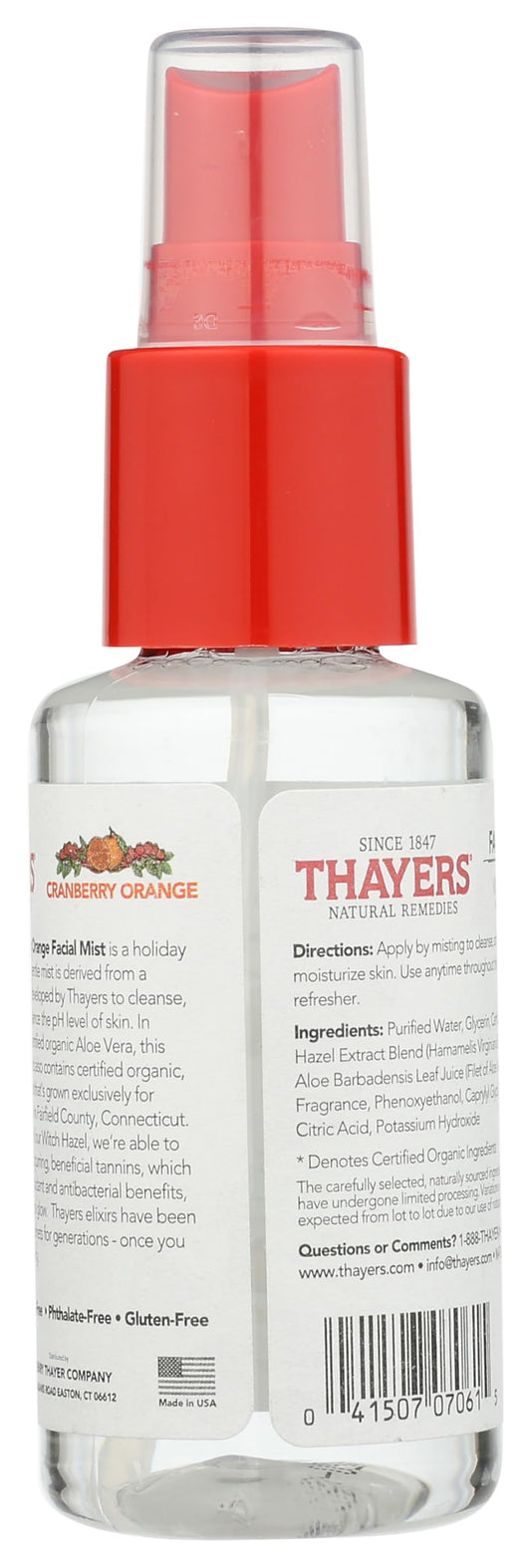 Trial Size Cranberry Orange Witch Hazel Facial Mist with Aloe Vera Toner (3 oz.)