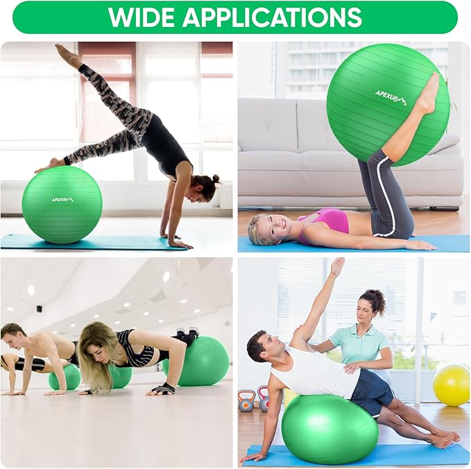 APEXUP Yoga Ball Exercise Ball Anti Slip Heavy Duty for Fitness, Balance & Core Workout