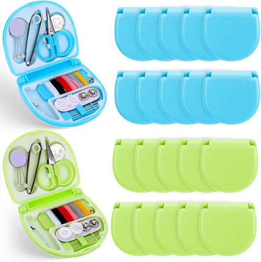 20 Pack Mini Travel Sewing Kit, Portable Sewing Tool Kits, Beginner Emergency Sewing Repair Kit with Threads Scissors Hand Sewing Needles, Plastic Sewing Kit, DIY Sewing Supplies (Blue, Green)