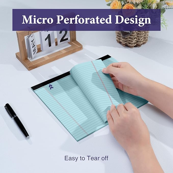 2 Pack Note Pads 11" x 9.5" Legal Pads College Ruled Notepad Micro Perforated Writing Pads Blue Lined Paper 80GSM College Ruled Paper Pad of Paper 30 Sheets Notebook for School, To-Do Lists, Office
