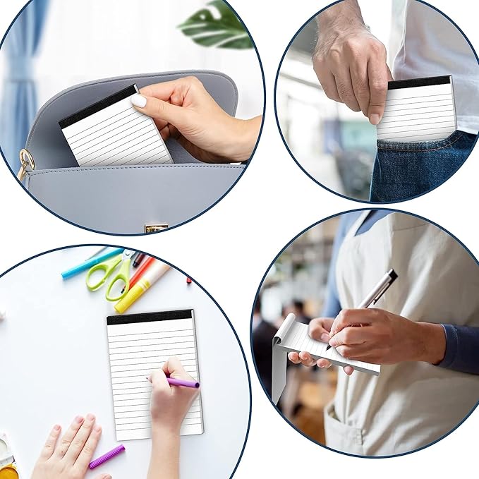 8 Pack Note Pads 4x6 Inch Paper of White Small Notepads for Work Study Lined Memo Pads Mini Pocket Notepad 4'' x 6'' Narrow Ruled Small Notebook Pads of Paper Refills for Office School Home Supplies