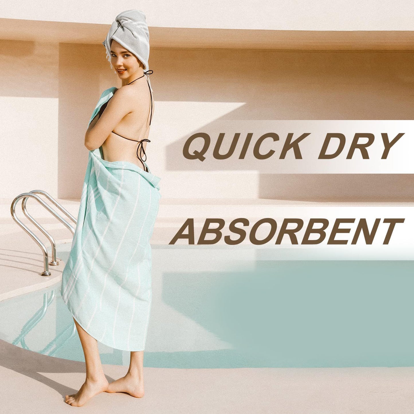 6 Packs Turkish Beach Towel Pool Swim Towels Set Bulk Soft Cotton Extra Large Sand Free Quick Dry Thin Lightweight Travel Essentials Cruise Accessories Camping Must Haves Clearance Sandless Oversized