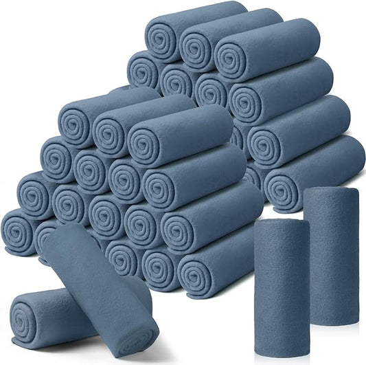 Kinlop 40 Packs Fleece Blanket Bulk 60 x 50 Inch Soft Lightweight Fleece Cozy Blanket Warm Throw Plush Pet Throw for Bed Couch Sofa Home Office Wedding Gifts Travel Camping (Gray Blue)
