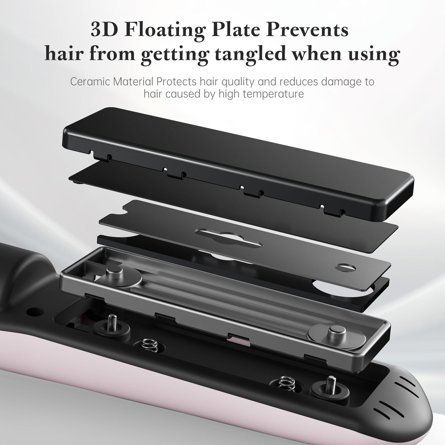 Mini Cordless Hair Straightener and Curler 2 in 1, Mini Portable Flat Iron Adjustable 350°F-420°F Travel Hair Straighteners LED Display/5000mAh Ceramic Flat Iron Hair Straightener for Women Men(Pink)