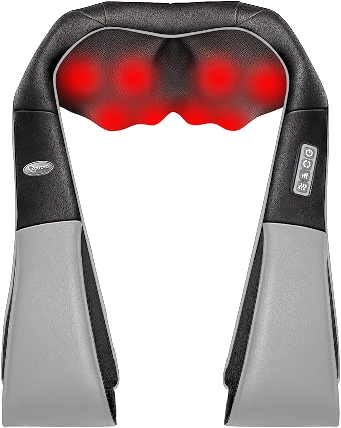 cotsoco Neck Massager, Shiatsu Neck and Back Massager with Heat for Pain Relief, Deep Tissue 3D Kneading Massage Pillow, Relaxation Gifts for Men and Women, Gifts for Dad, Elderly,Wife（Gray）