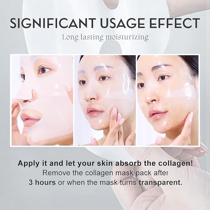 Collagen Face Mask 4-Pack - Hydrogel Sheet Mask with Hyaluronic Acid & Peptides for Instant Glow,Korean overight Wrapping Face Sheet,Elasticity Enhancing,Firming,Moisturizing