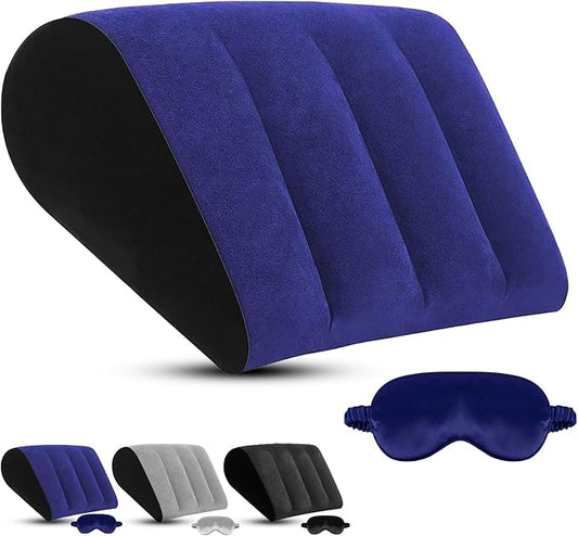 TheClover Inflatable Wedge Pillow for Sleeping - Leg Elevation, Use in Bed Back Support, Wedge Pillow for Sleep Apnea, Portable Travel Triangle Pillow, Camping, Fast Inflating Deflation (Blue)