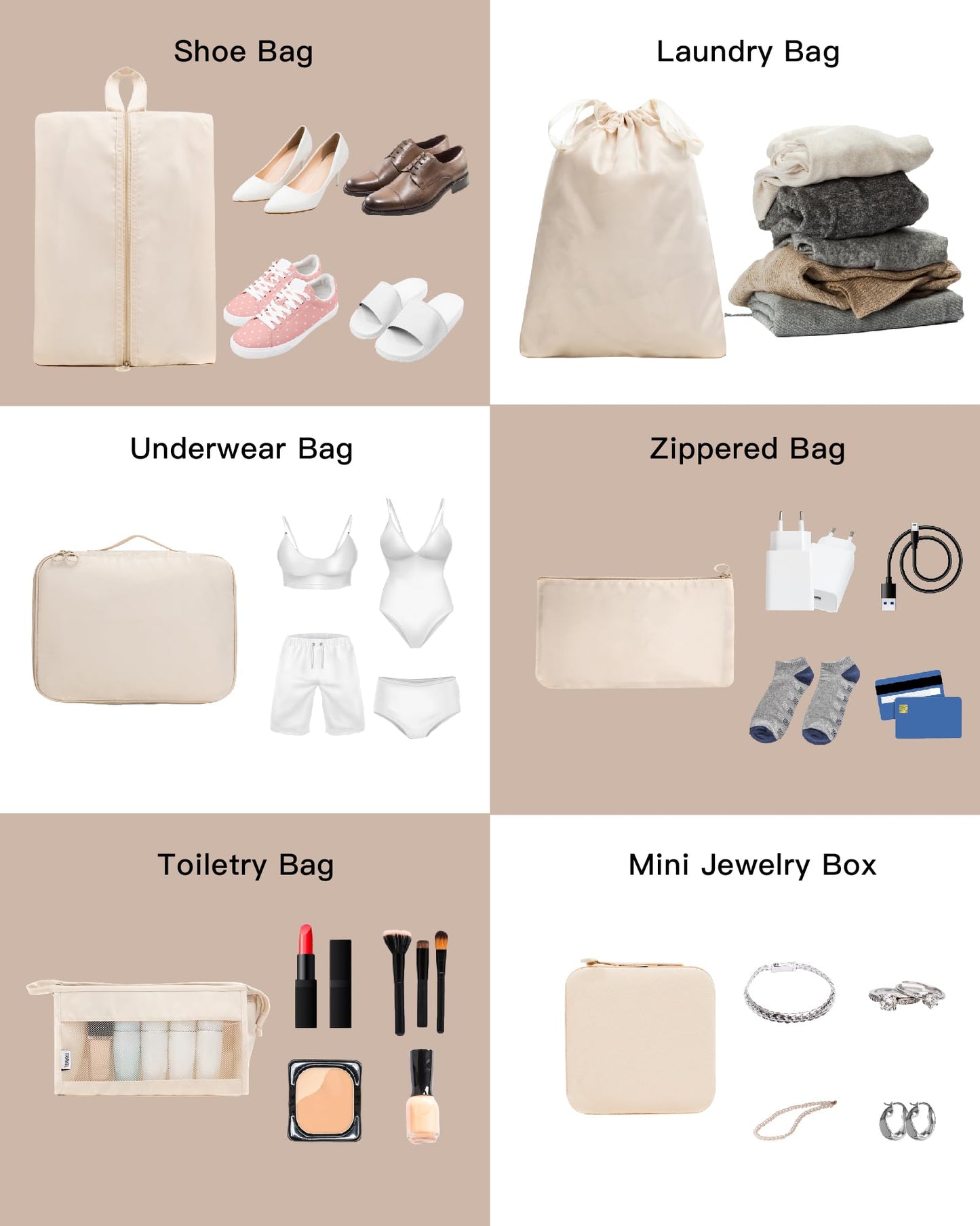 TRAILKICKER 9 Set Packing Cubes for Carry on Suitcase Travel Organizer Bags for Luggage Suitcase Organizer Bags Packing Cube Set for Packing Women Men (Beige)