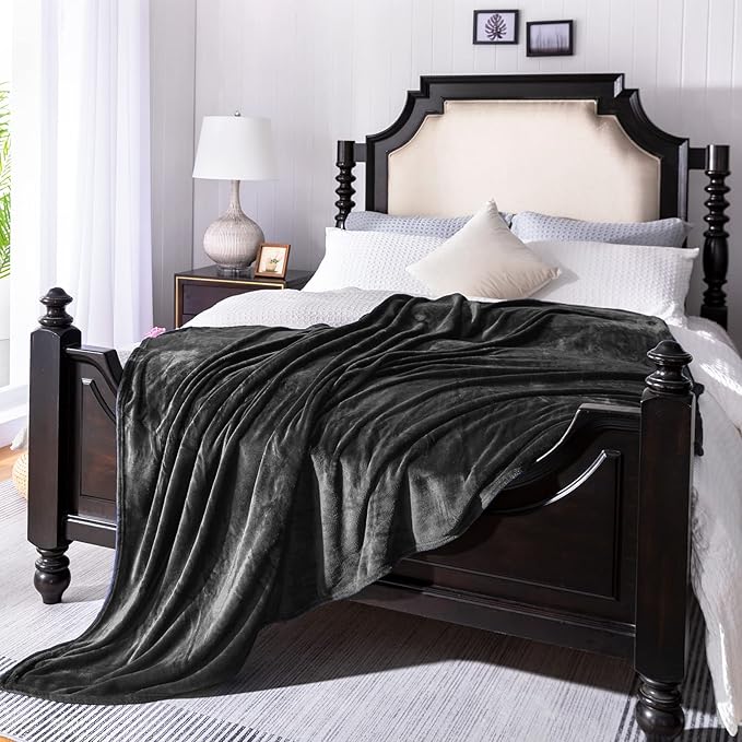 JIAHANNHA Fleece Blanket 50 by 60 Throw Blankets for Sofa Couch Bed Dark Grey Sofa Blanket 280GSM,Super Soft Cozy and Luxury Bed Blanket for All Season Throw(50"×60")