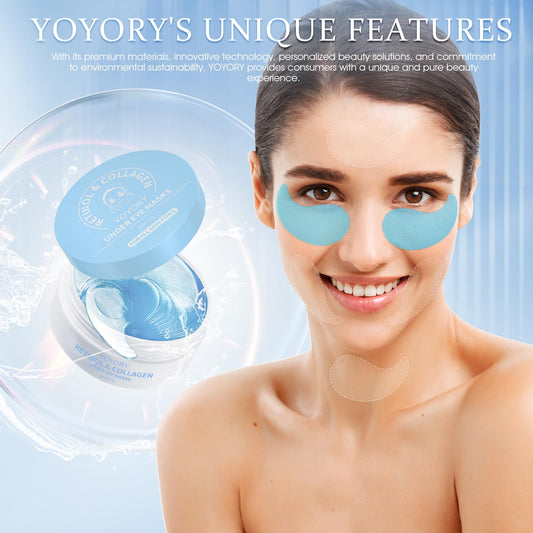 YOYORY Under Eye Patches Masks - for Eye bags with Collagen and Hyaluronic Acid, Dark Circles,and Fine Lines, Puffiness Smoothing Skin Care Treatment for Women and Men, Anti-Wrinkle(60 Pcs) Blue