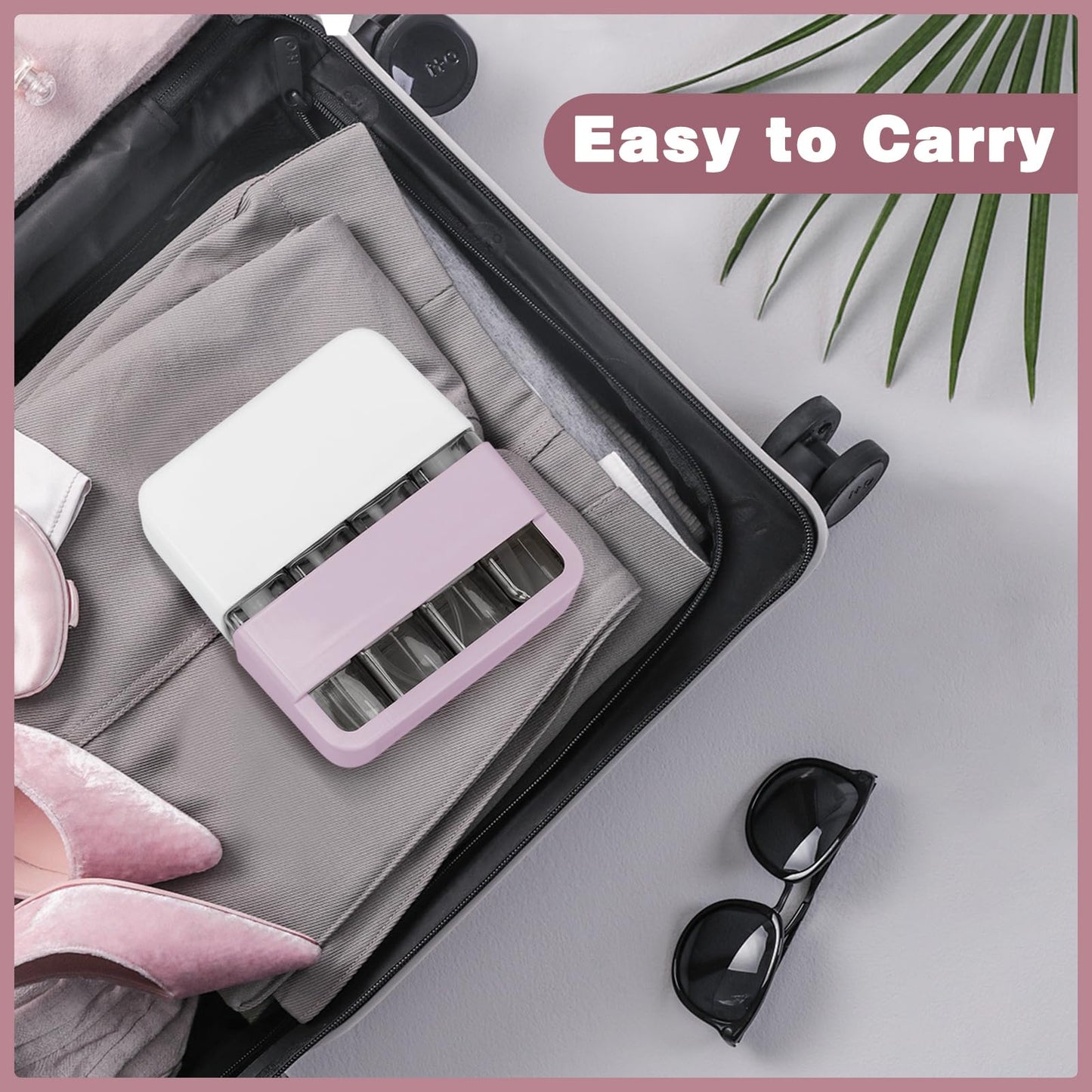 SyuCeia TSA Approved Travel Bottles - Leak Proof BPA-Free Plastic Toiletries Bottles for Shampoo, Lotion & Conditioner | Refillable Travel-Size Containers | Airplane Carry-On Essentials (Pink)