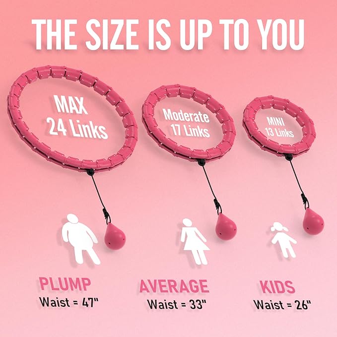 JKSHMYT Weighted Hula Circle Hoops for Adults Weight Loss, Infinity Fitness Hoop Plus Size 47 Inch, 24 Detachable Links, Exercise Hoop Suitable for Women and Beginners