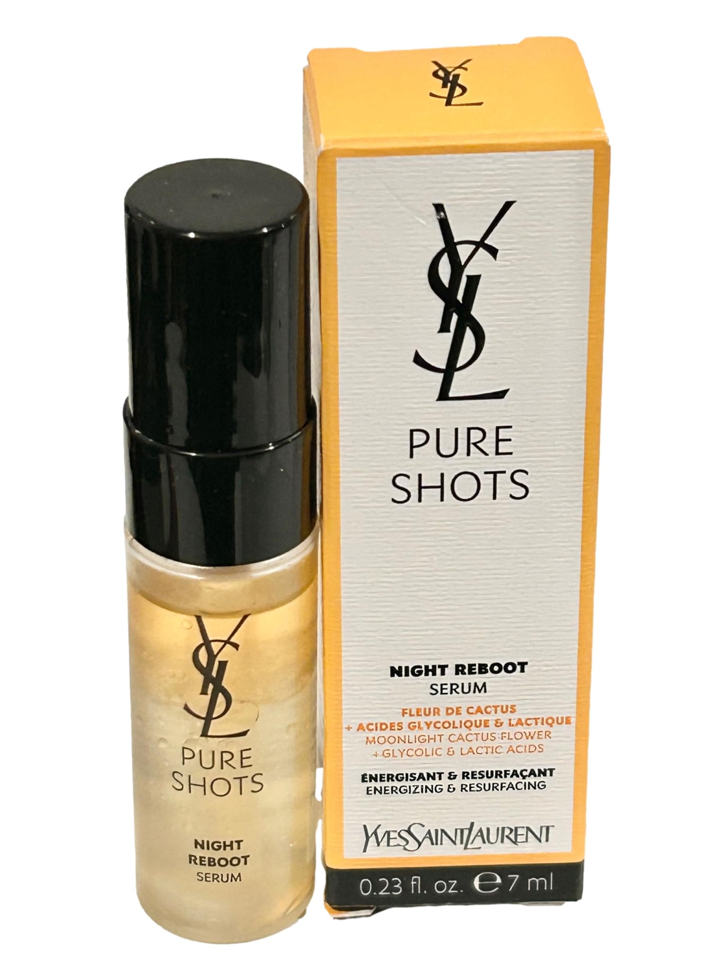 Yves Saint Laurent YSL PURE SHOTS Night Reboot Serum Energizing & Resurfacing MINI Travel Size 7 ml / 0.23 fl oz. - 4478
