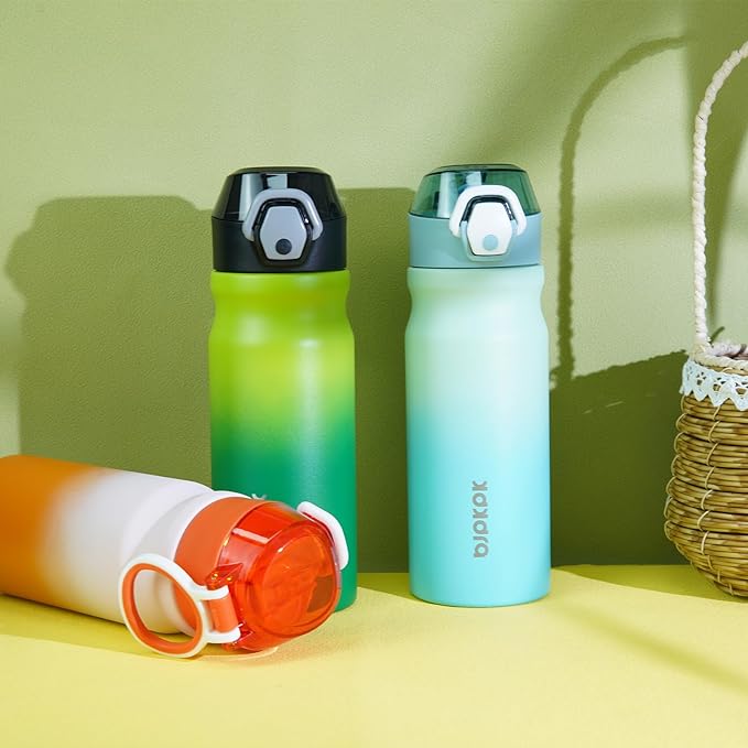 BJPKPK Insulated Water Bottle 18oz Stainless Steel Water Bottles With Straw And Carry Handle Double Wall Metal Thermo,Mint