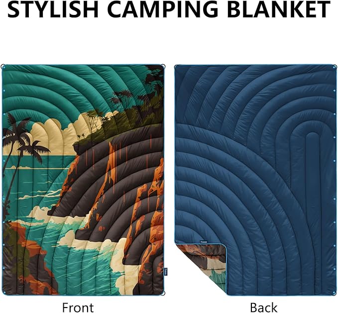 Camping Blanket,Puffy Printed Camp Blankets Lightweight Packable for Outdoor Camping,Traveling, Stadium, Hiking, Picnics