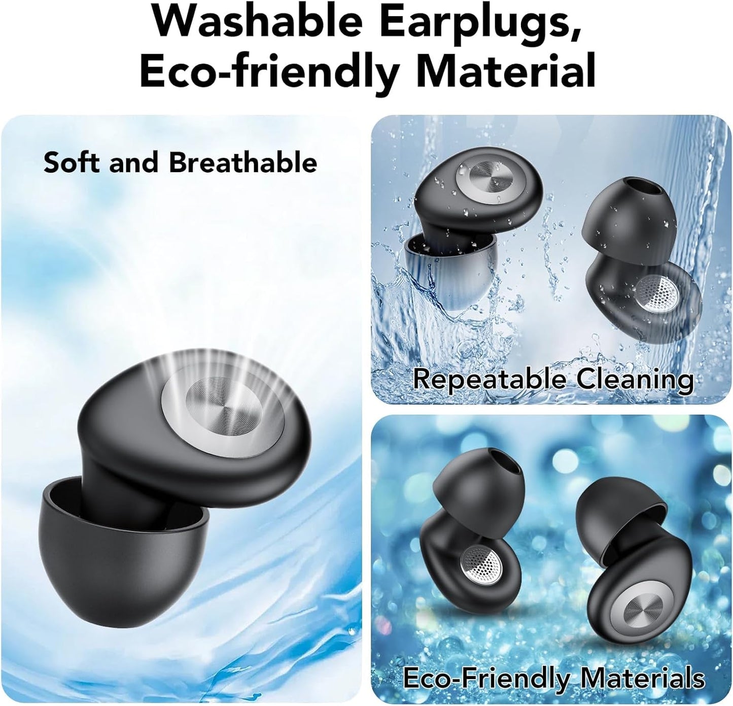 Ear Plugs for Sleeping Noise Cancelling, 45dB Earplugs for Noise Reduction, Reusable Noise Cancelling Ear Plugs Hearing Protection for Focus/Study/Work/Concert, Silicone EarPlugs with Case & 8 Eartips