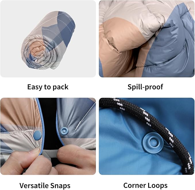 Camping Blanket, Puffy Down Alternative Blanket Lightweight Windproof for Outdoors,Hiking, Backpacking,Beach,Car,Picnic,Stadium