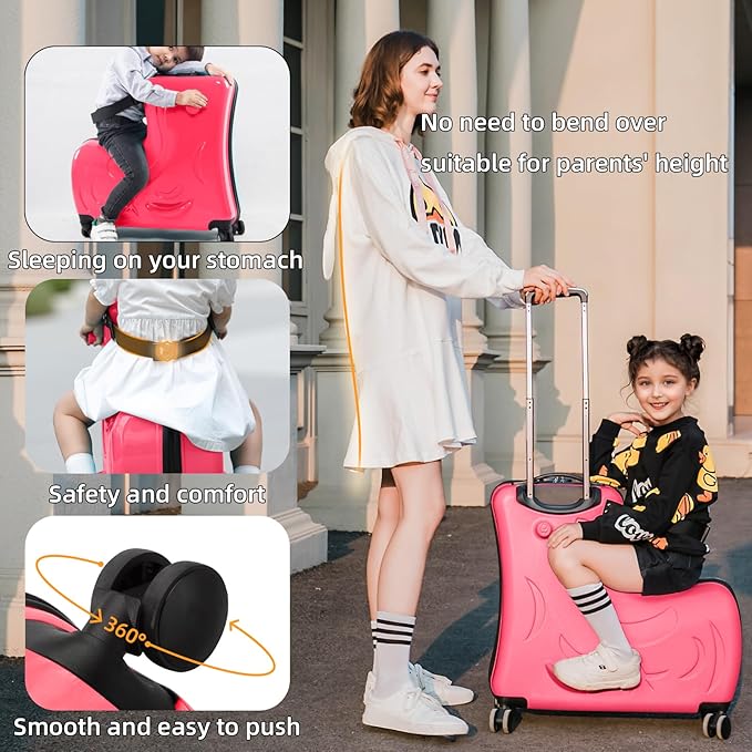 Kids Ride On Suitcase with Wheels, Scooter Luggage for Toddlers Travel, Durable Children's Suitcase for Boys & Girls Ages 2-12 Years