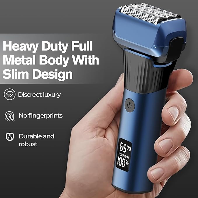 5-Blade Cordless Electric Razor for Men, 2-Speed Electric Shavers for Men Face, Close Shaving Men's Foil Shaver for Coarse Hair Wet/Dry USB-C Fast Charging &100 Min Runtime - Travel-Ready & Giftable