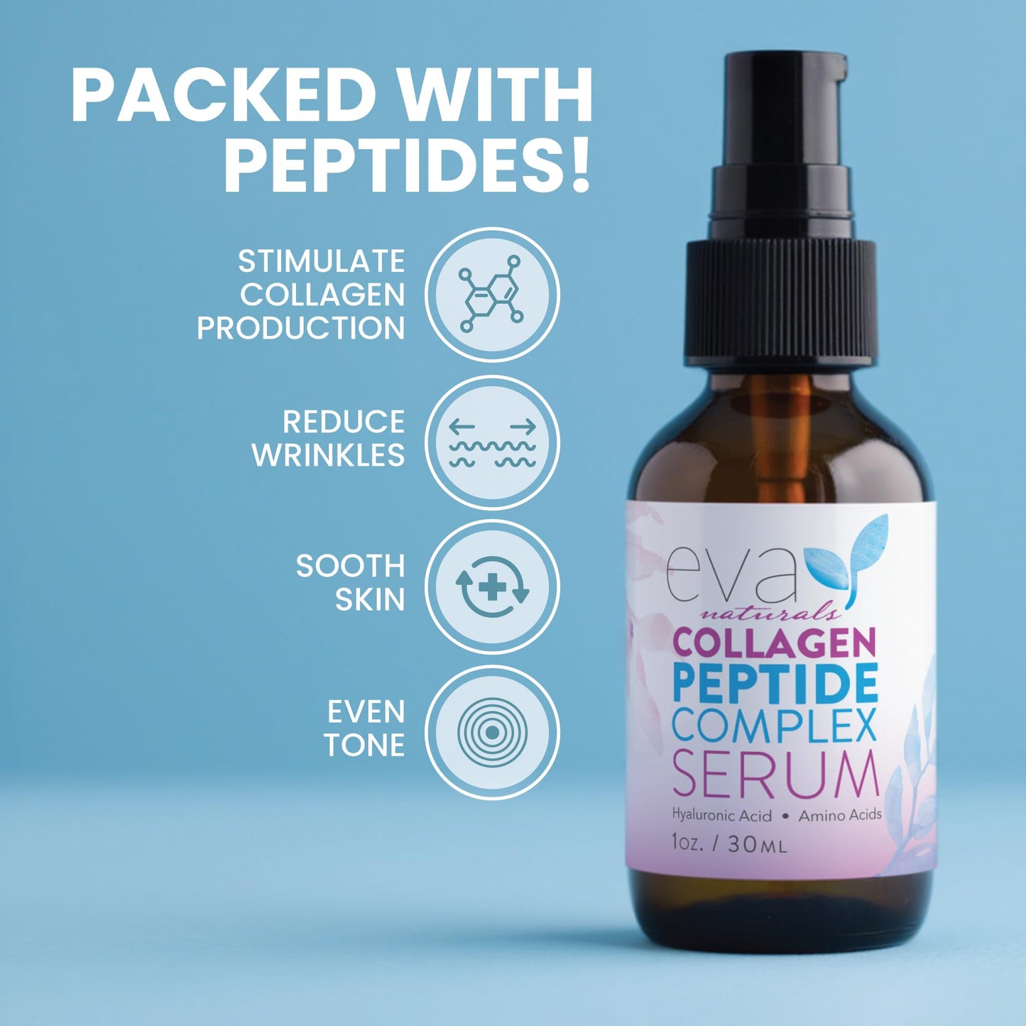 Collagen Peptide Serum for Face – Anti Aging Facial Treatment with Peptides & Hyaluronic Acid – Gentle Formula for Sensitive Skin, Microneedling Pen, Derma Roller, Skin Firming & Hydrating (1 Oz)