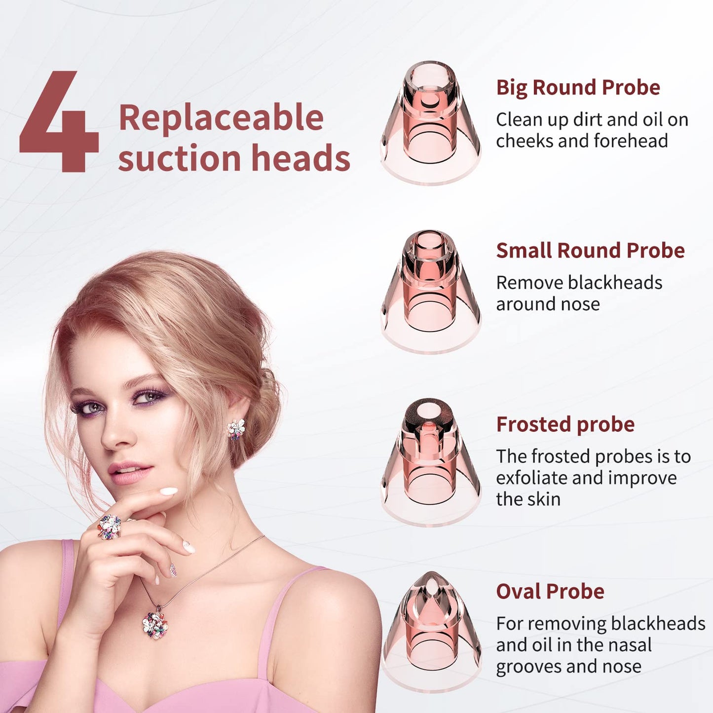 Blackhead Remover Pore Vacuum Extractor-Upgrade GERY Electric Comedone Acne Cleaner Kit Facial and Nose Peel Whitehead Removal Tool,Red Light Skin Rejuvenation & Blue Light Sterilization, and 4 Probes