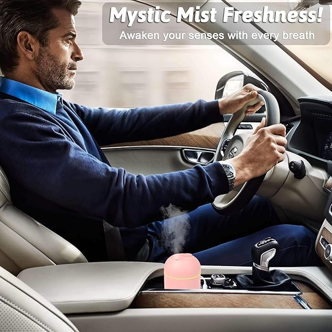 220ml Mini Essential Oil Diffuser for Desk, Small Humidifiers for Bedroom Aromatherapy Diffusers for Home Fragrance Aroma Diffuser with Night Light & Auto-Off Pink