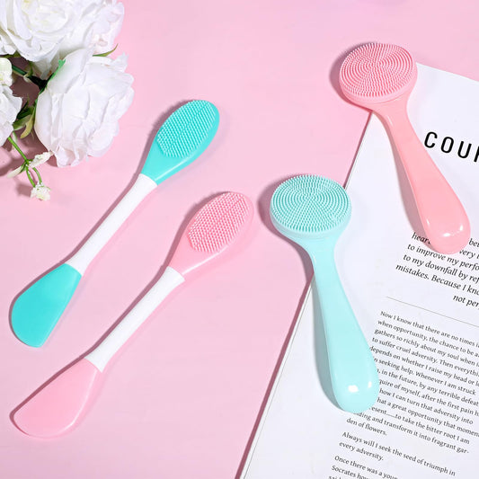 4 Pack Silicone Face Brush Face Masks Skincare Brush Silicone Manual Facial Cleansing Brushes Soft Facial Brushes for Women and Men