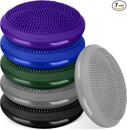 Amylove 6 Pcs Wiggle Seat Inflated Wobble Cushion for Sensory Kid 13 Inch Balance Disc Kids Flexible Seating Exercise Sensory Pad Chair Cushion for Classroom Office School