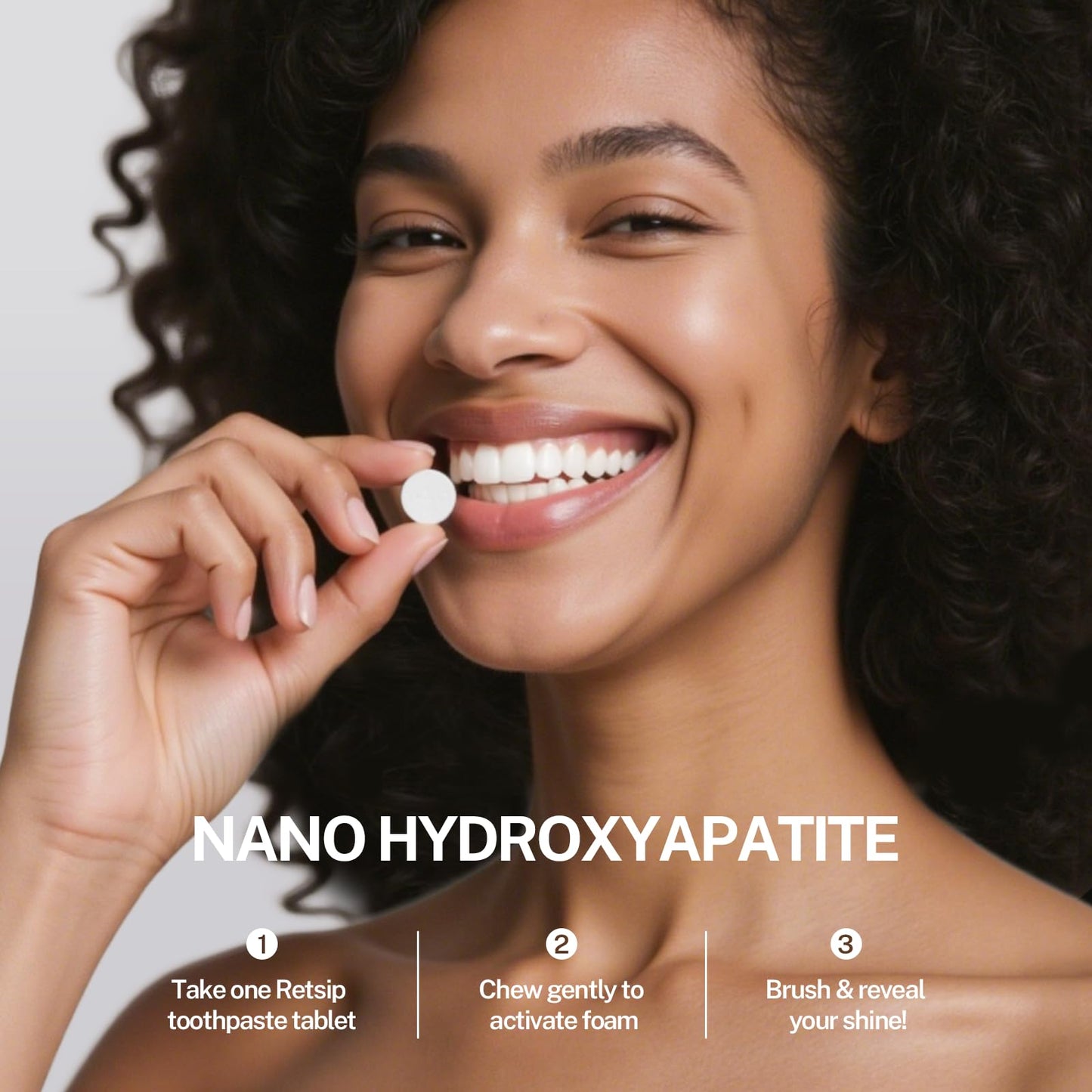 Retsip Toothpaste Tablets - 5% Nano Hydroxyapatite, Fluoride Free, Travel Friendly, Eco &Plastic Free, Remineralize & Whitening - 62pcs