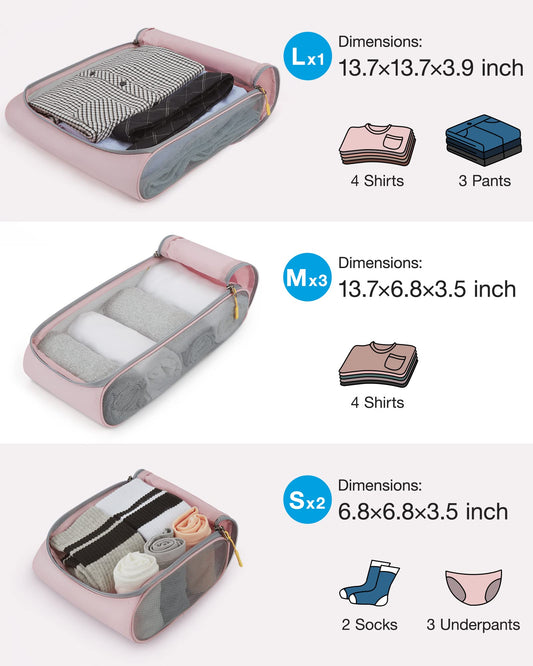 BAGSMART Keep Shape Packing Cubes for Travel, 6 Set Travel Cubes for Packing, Lightweight Suitcase Organizer Bags Set for Travel Essentials