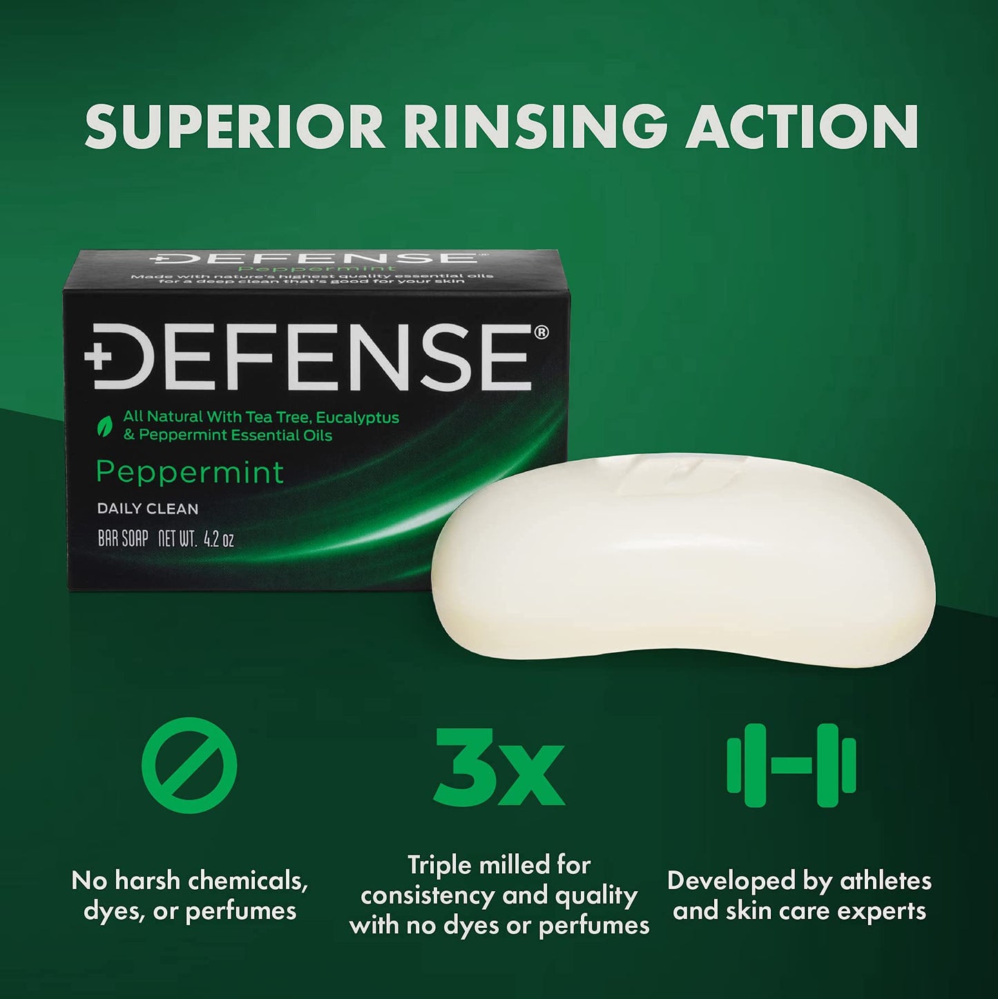 Defense Soap 12pk All Natural Peppermint Bar Soap for Men | Made by Wrestlers with Tea Tree Oil & Eucalyptus Oil to Promote Healthy Skin