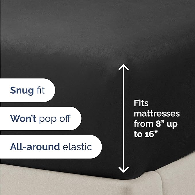 Bulk Case Pack of 12 Sheet Sets - 12 Massage Sheet Sets - Bulk Pack of Queen Sheet Sets - Bulk Queen Size Sheets - Wholesale Bulk Sheets for Hotels & Airbnbs - Exceptional Value - Queen Sized, Black