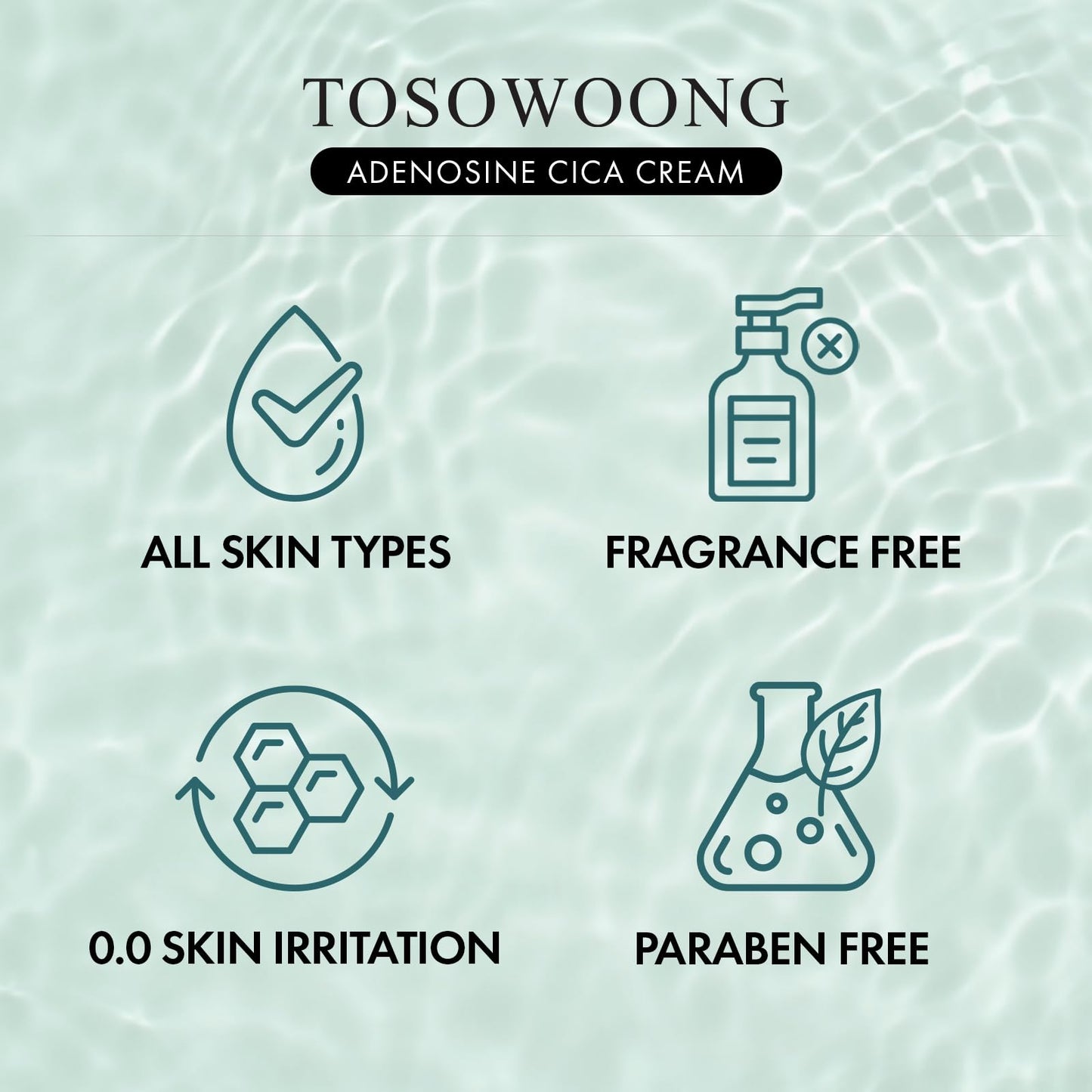 TOSOWOONG Adenosine Cica Cream, 520,000ppm Centella Asiatica, Redness Reducing for Oily and Dry Skin Moisturizer, Barrier Cream with Niacinamide and Panthenol, Korean Skincare, 100ml, 3.38 fl. oz.