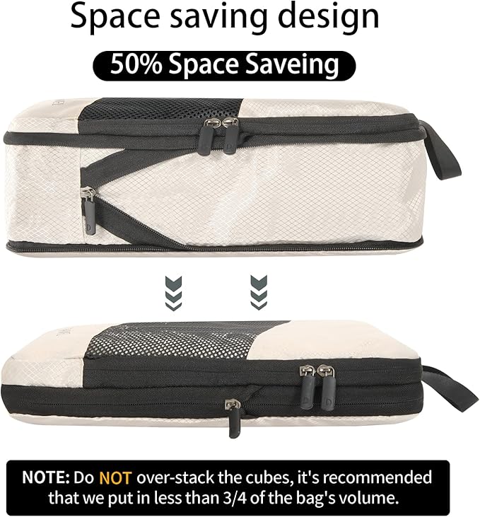 6 Set Compression Packing Cubes For Travel- Effortless Organization&Space Saving Cube For Quick Packing And Unpacking,Travel Must Have Suitcase Essentials For Business Trip,Cruise,Camping,Vacation