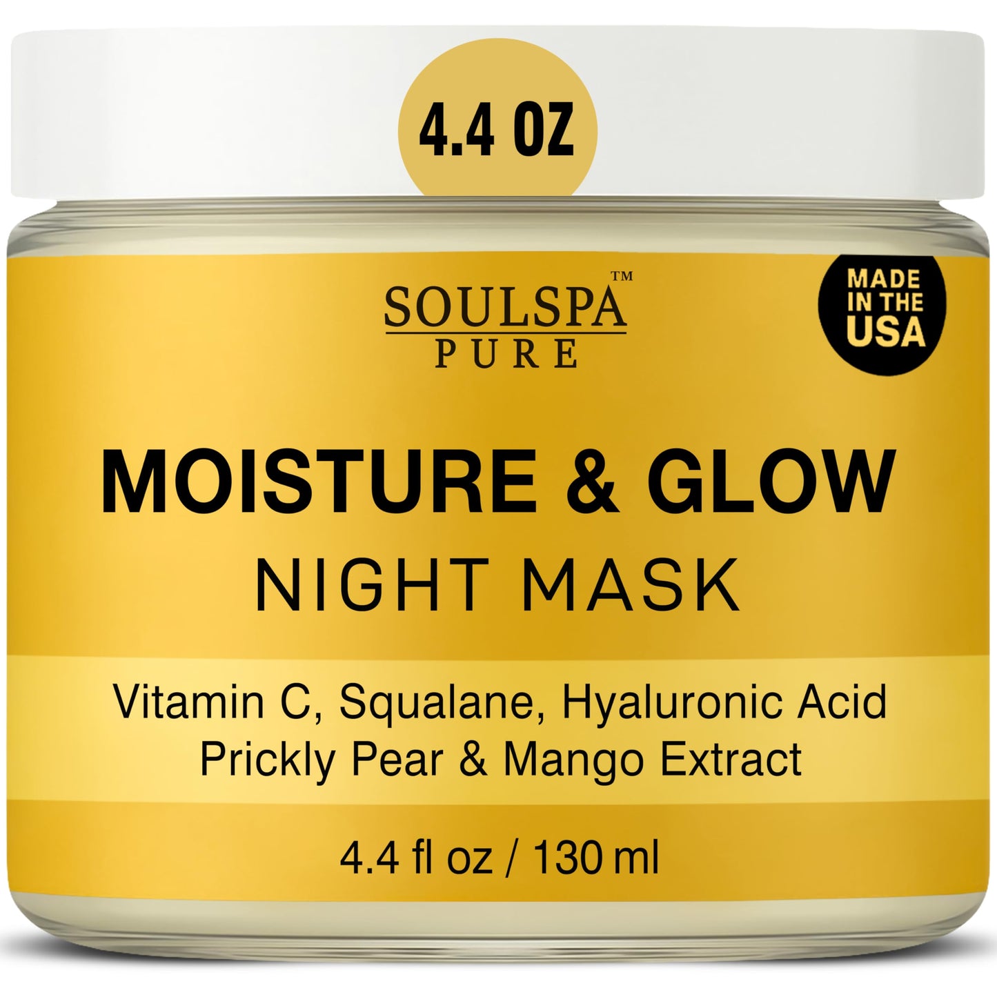 SOULSPA PURE Hydrating Face Mask – Overnight Face Mask with Hyaluronic Acid, Vitamin C, Squalane, Prickly Pear & Açaí – Deep Moisture for Dry Skin – 4.4 fl oz