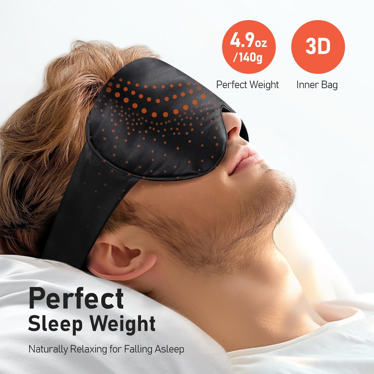 LitBear Weighted Silk Sleep Mask 4.9 oz (140g), Mulberry Silk Sleeping Mask with Detachable Insert, Women Men Pressure Relief Night Light Blocking Eye Mask with Adjustable Strap, for Relax Deep Sleep